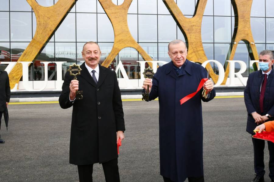 Əliyev və Ərdoğan Füzuli hava limanının açılışını edib